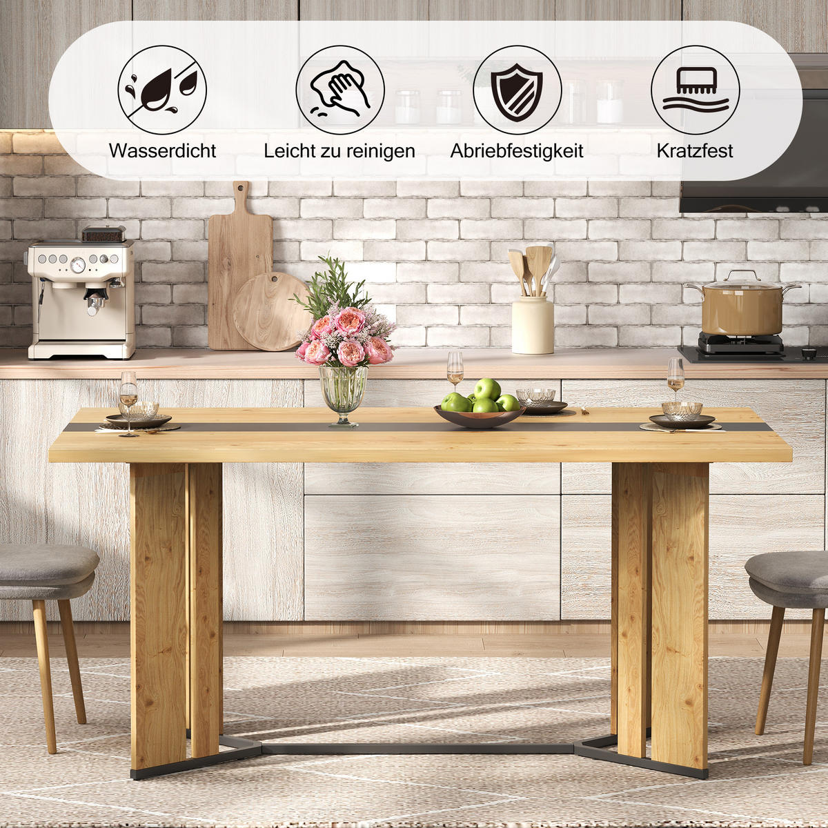 ESSTISCH Holz Eichenoptik mit Metallgestell 150×80 cm Skandinavisch - Sonoma Eiche, Holzwerkstoff (80/150/76cm) - Urban Meuble