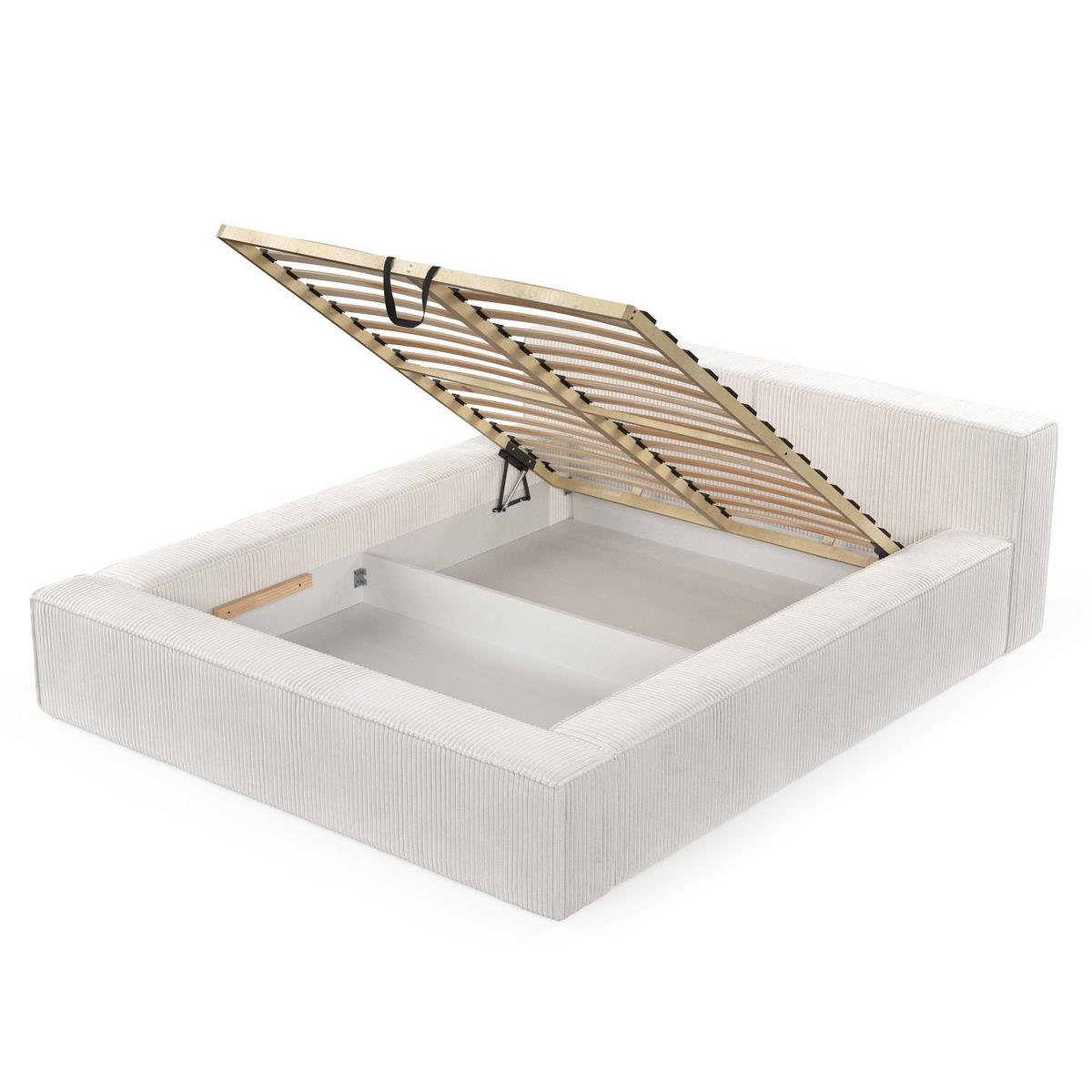 POLSTERBETT Casto mit Stauraum 140/200 cm Creme im Poso Stoff - Creme/Schwarz, Holz/Holzwerkstoff (140/200cm) - AltaBeds