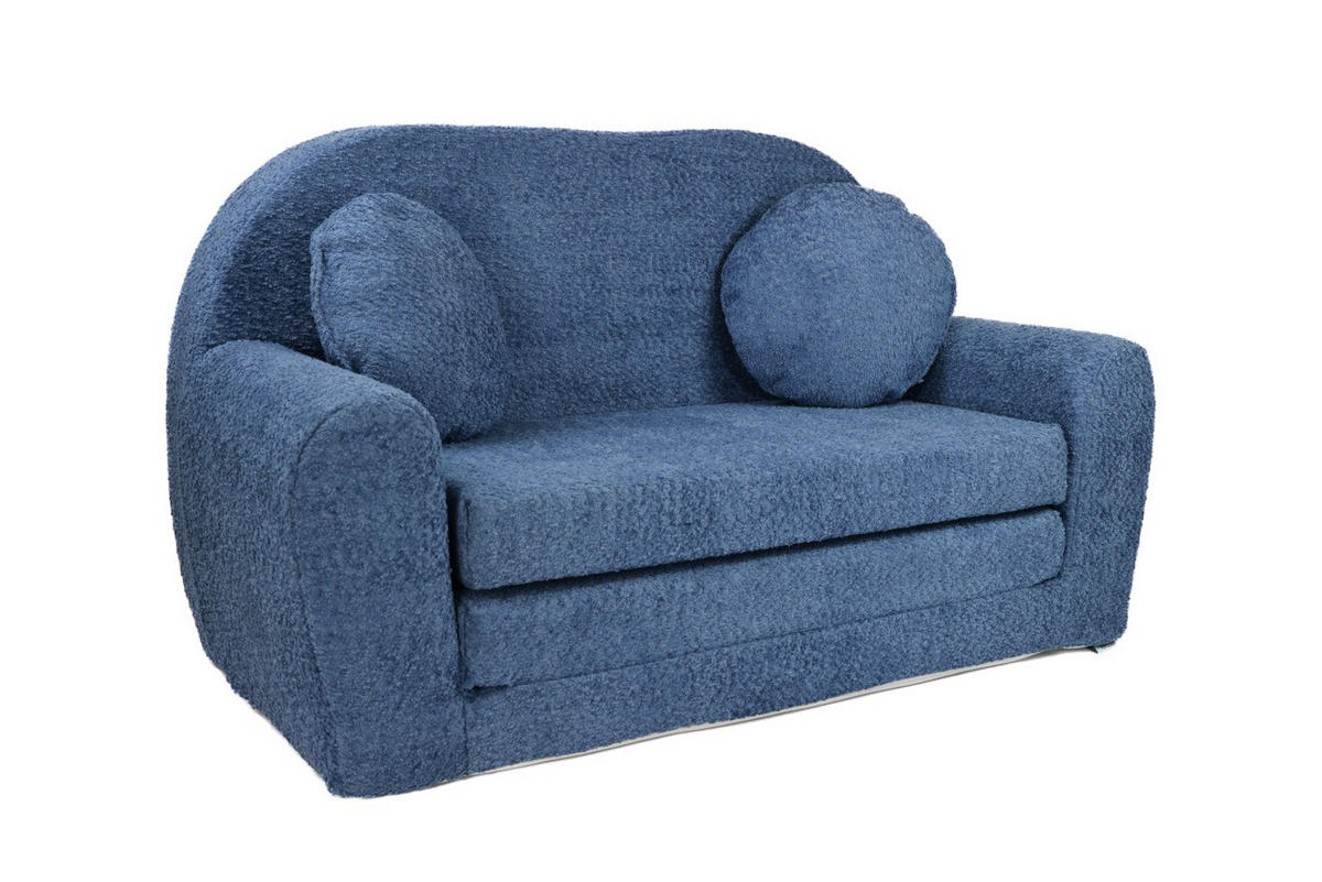SOFA David - Ausklappbares Kindersofa aus Teddystoff mit Verlängerung - in Blau - Blau, Textil (96/57/48cm) - Fortisline
