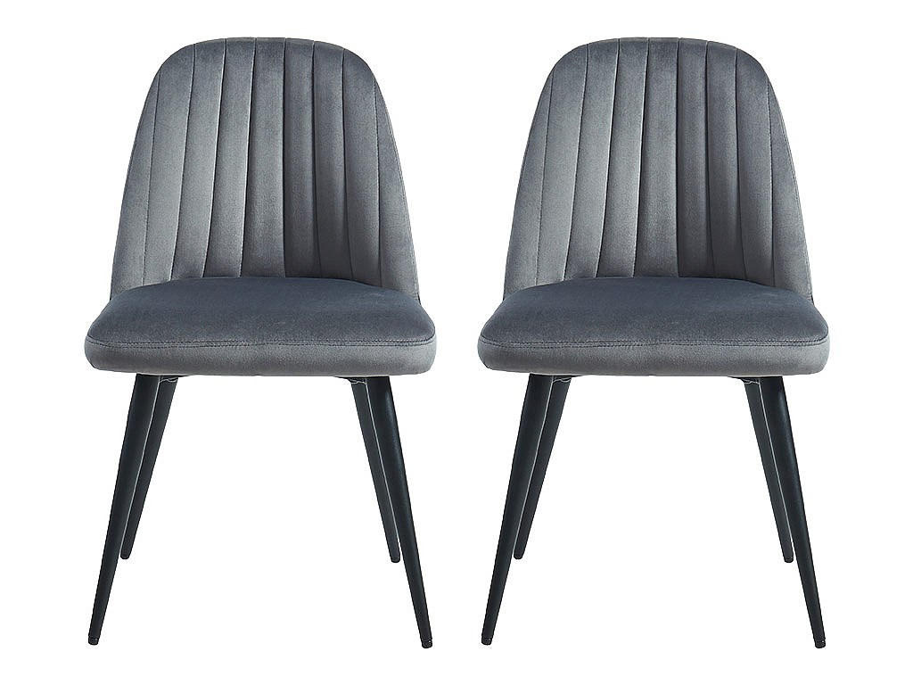 STUHL - 49 x 52 - samt - grau Eleana - Grau, Textil/Metall (49/81/52cm) - Vente-Unique