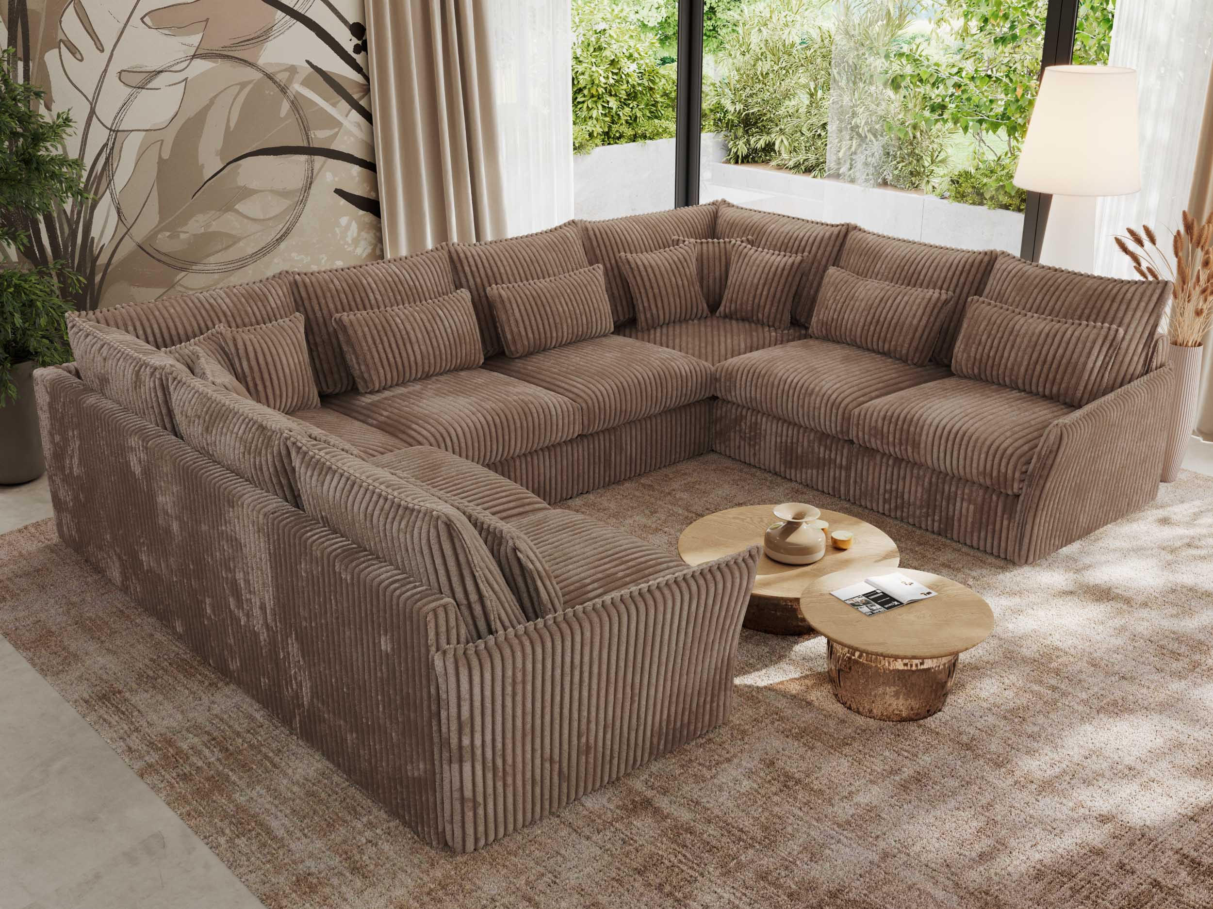 WOHNLANDSCHAFT VERSO U 8M Braun Cord - Schwarz/Braun, Kunststoff/Textil (362/93/270cm) - MKS