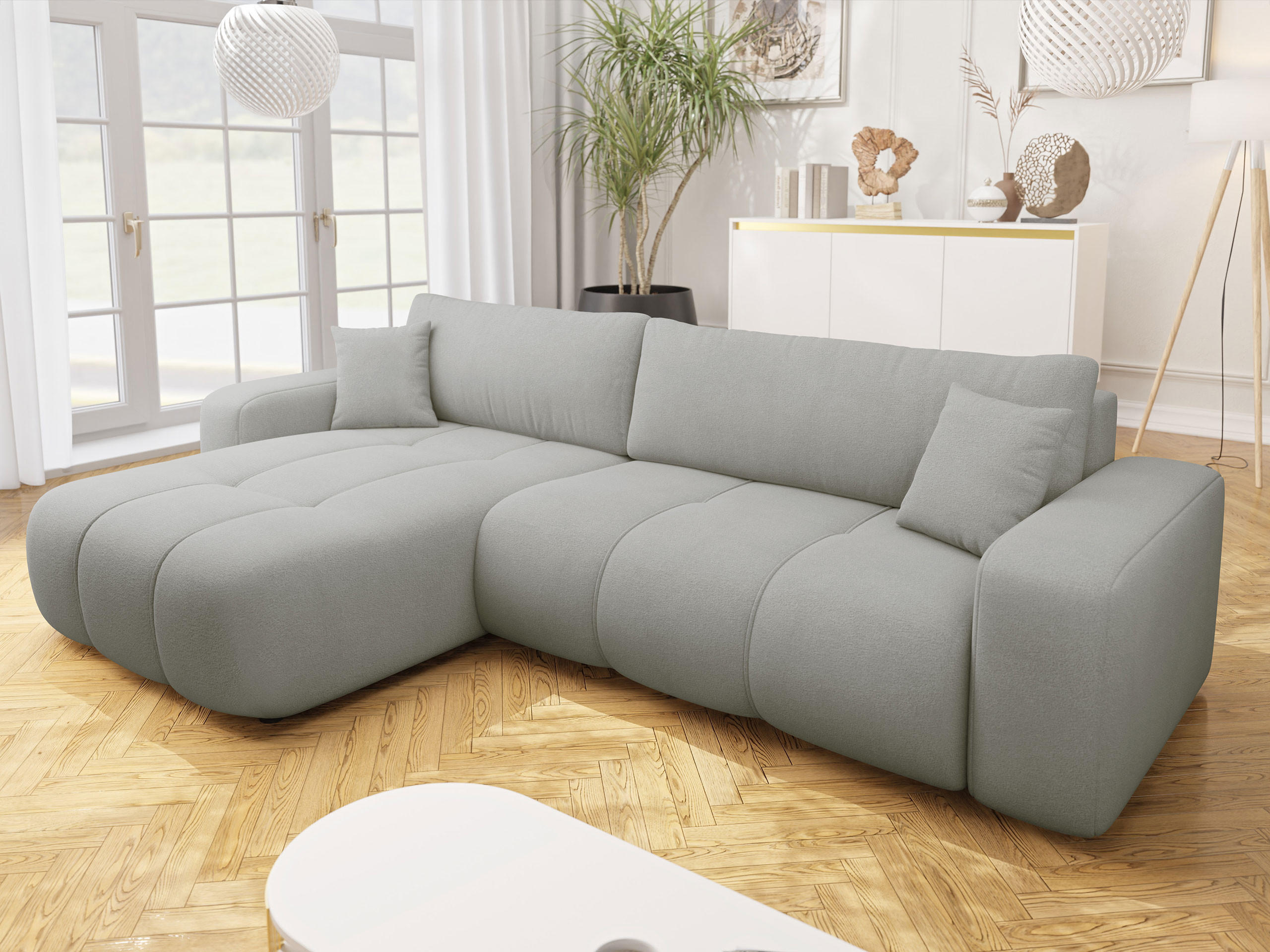 ECKSOFA Furyn Maxi - Schwarz/Grau, Holz/Kunststoff (274/145cm) - MIRJAN24