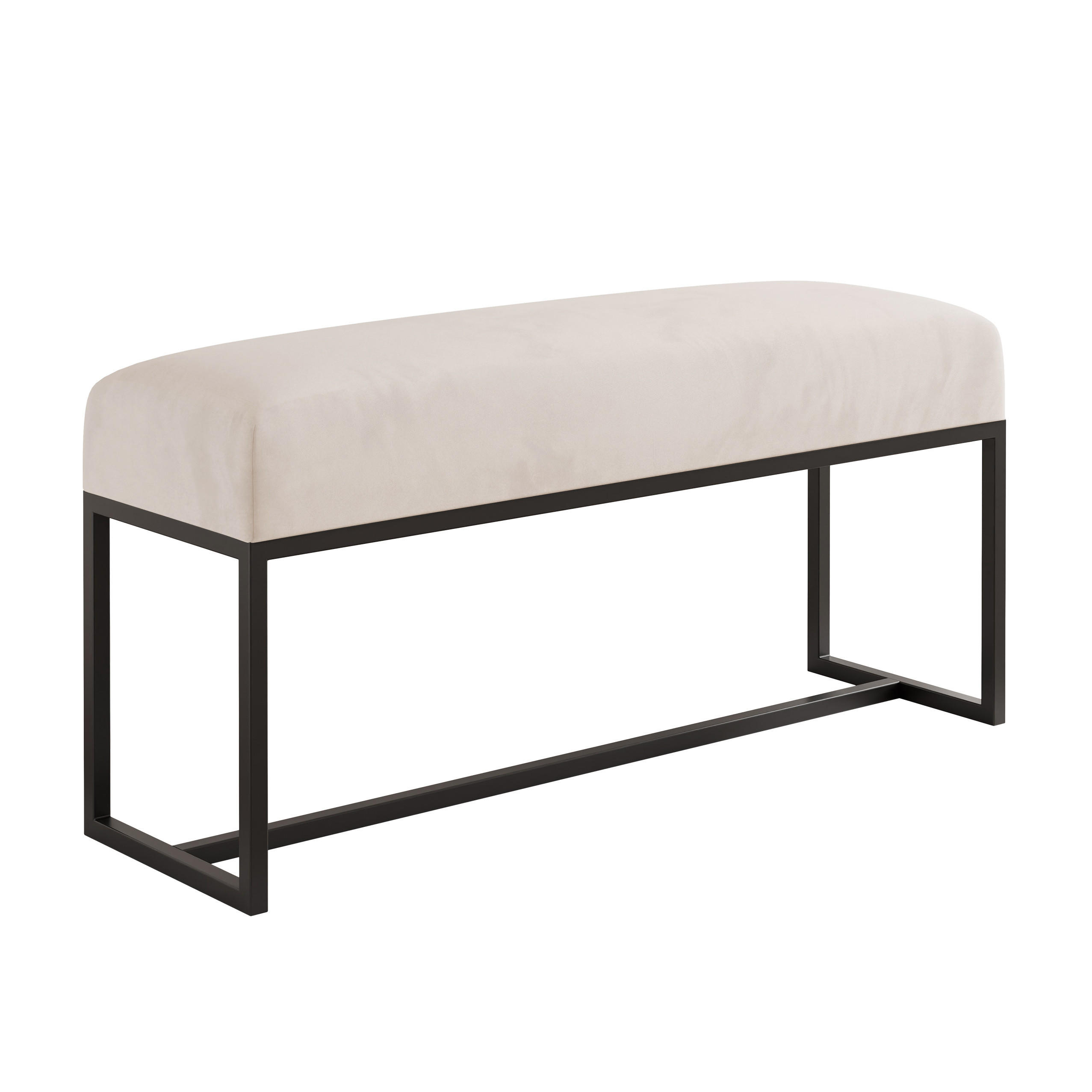 POLSTERBANK MUSE 90 cm Schwarz / Creme ,Metallgestell - Creme, Metall (90/47/30cm) - Idohome