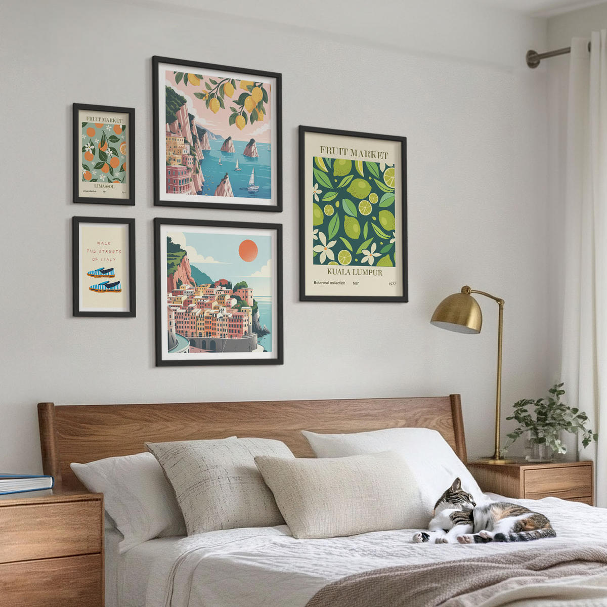BILDER SET 5er Set - 50x50 cm & 20x30 cm & 40x60 cm Schwarzer Rahmen - Stadtansichten Paris London Frankreich - Schwarz, Kunststoff (40/60cm) - TULUP