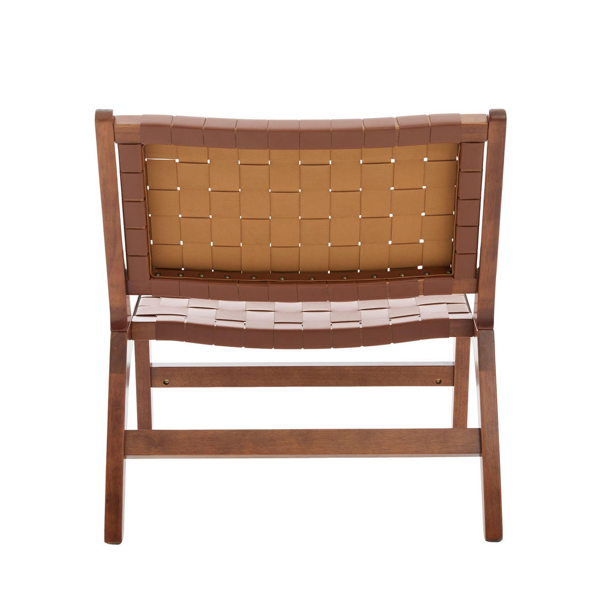 RELAXSESSEL mit Holzgestell, Kunstleder Flechtwerk, Breite Sitzfläche, Braun - Braun, Holz (66/72/71cm) - LVHOM