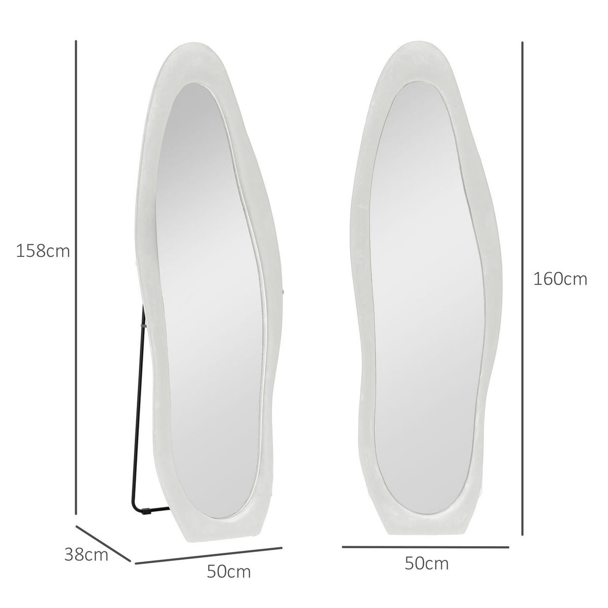 STANDSPIEGEL Weiß 50.0/4.0/160.0cm - Weiß, Glas (4/160/50cm)