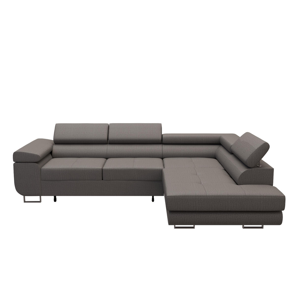 ECKSOFA VEMO EDGE Rechts Grau Velour-Stoff mit Bettkasten und Schlaffunktion - Grau, Textil (270/200cm) - Barchello
