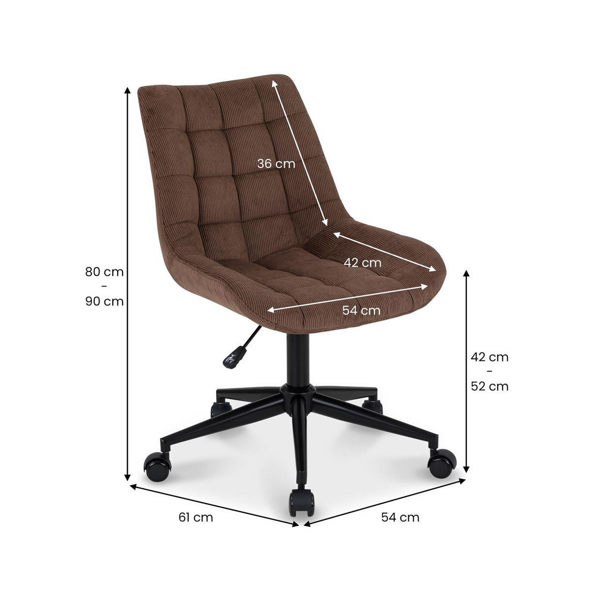 BÜROSTUHL VASILO braun - Braun, Textil (54/80/61cm) - IDIMEX