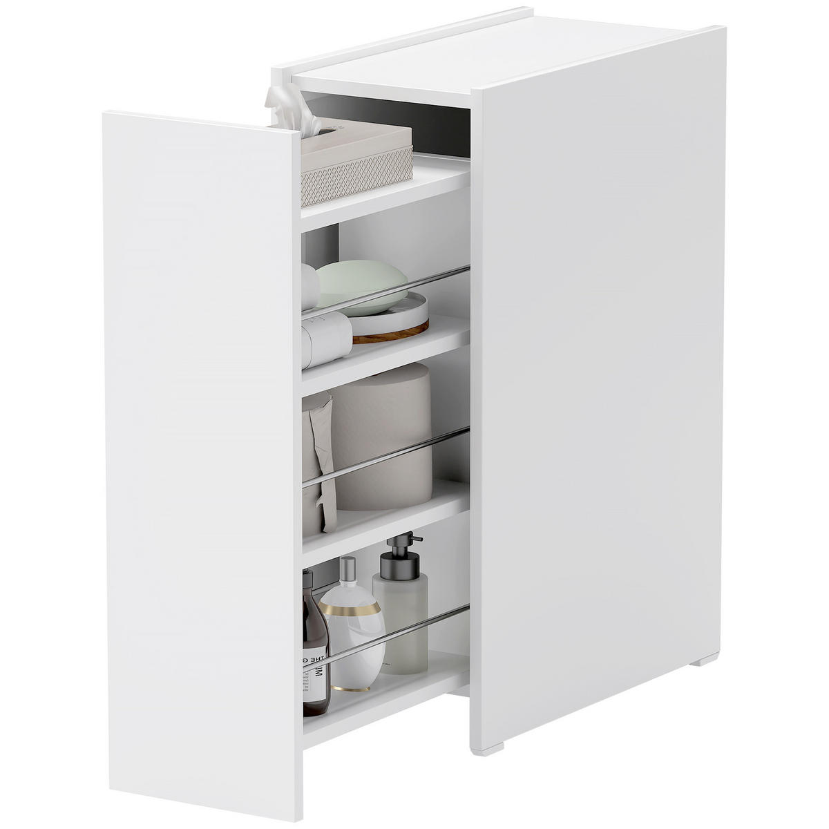 BADEZIMMERSCHRANK Weiß 47/25/66,5 cm - Weiß, Holzwerkstoff (47/66.5/25cm) - PANGIVO