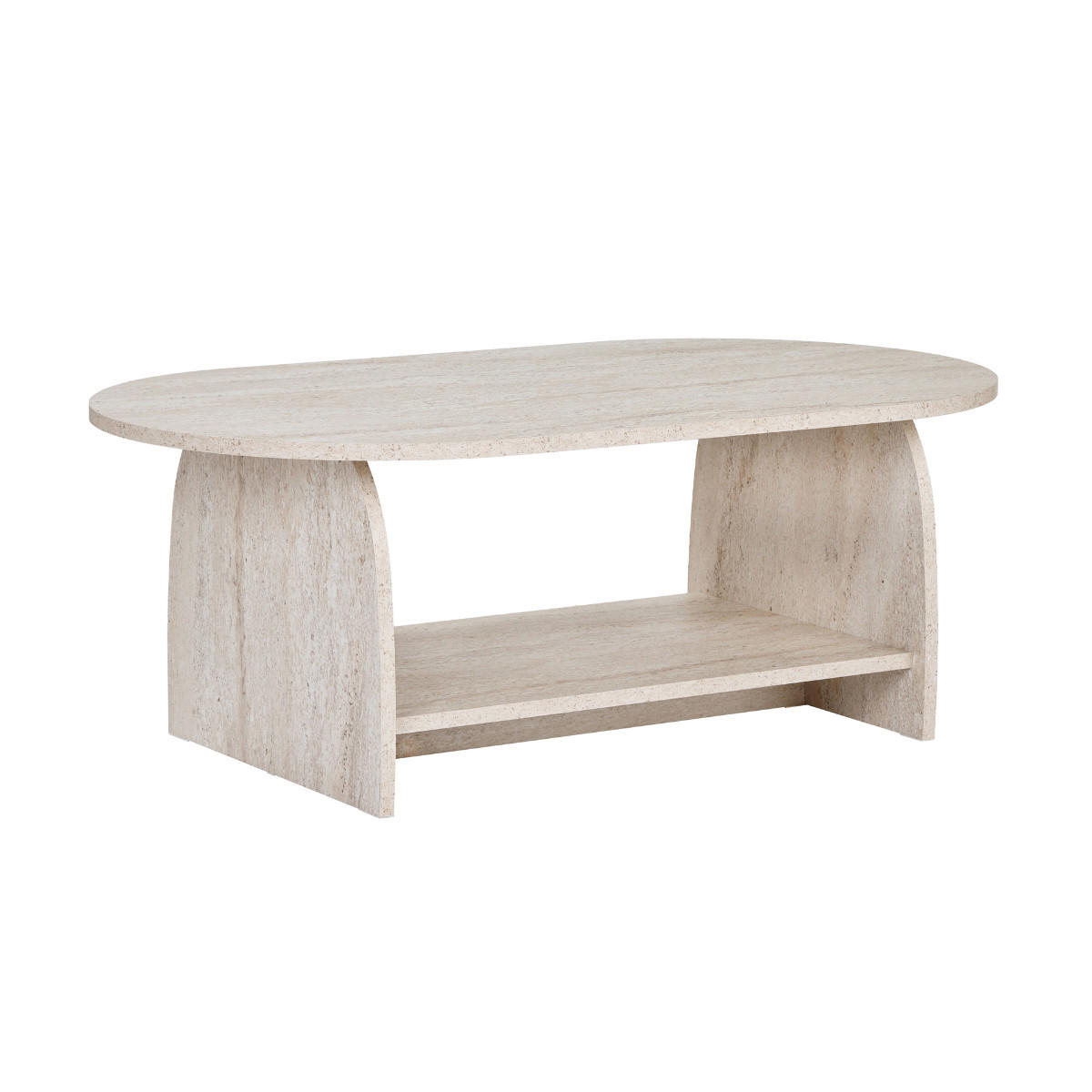 BEISTELLTISCH mit zwei Ablageflächen 60/40/110 cm - Beige, Holzwerkstoff (110/60/40cm) - Calicosy