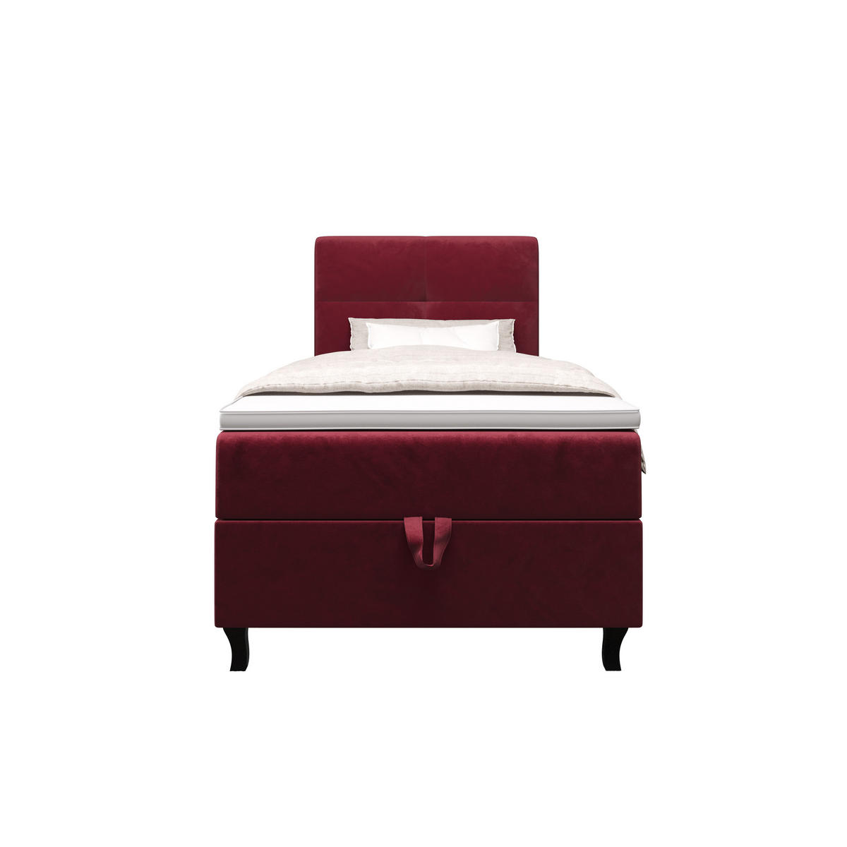 BOXBETT LIMBA mit Matratze H3, Bonell und Topper 90x200 Monolith 59 - Rot, Holz/Textil (90/200cm) - Bedante