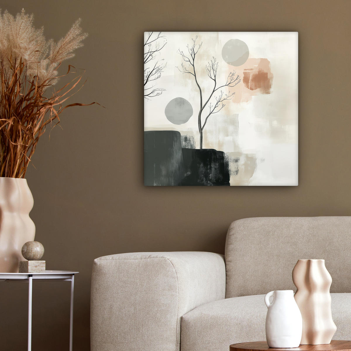 LEINWANDBILD Wabi sabi - Beige - Pflanze 50x50 cm - Sandfarben, Textil (50/50cm) - MuchoWow