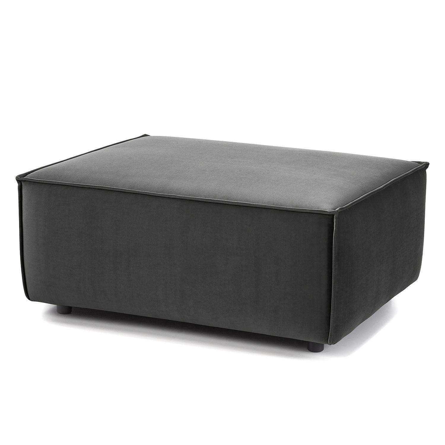 POLSTERHOCKER rechteckig - Schwarz/Grau, Kunststoff/Textil (97/40/79cm) - home24