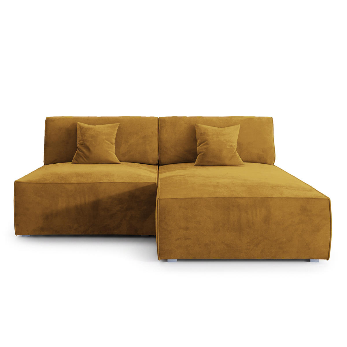 ROHOVÁ SEDAČKA FIORO žlutá - šedá/žlutá, dřevo/textil (204/148cm) - MASSENO