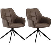 ESSZIMMERSTUHL2ER Set drehbar,Vintage Kunstleder, Braun - Schwarz/Braun, Kunststoff/Metall (58/86/63.5cm) - Woltu