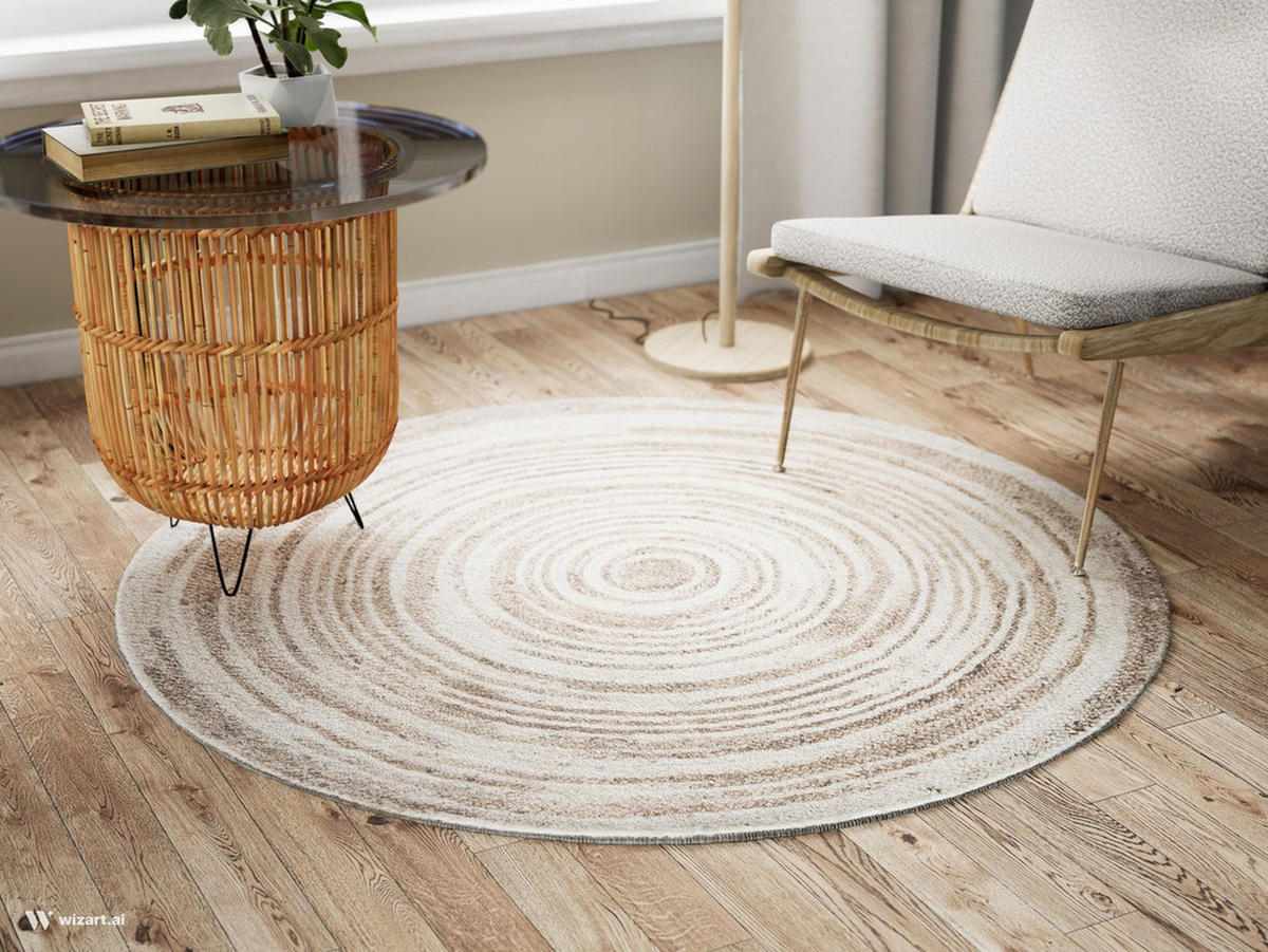 DESIGNTEPPICH Brady Beige 150x150 cm - Multicolor, Textil (150/150cm) - Vercai Rugs
