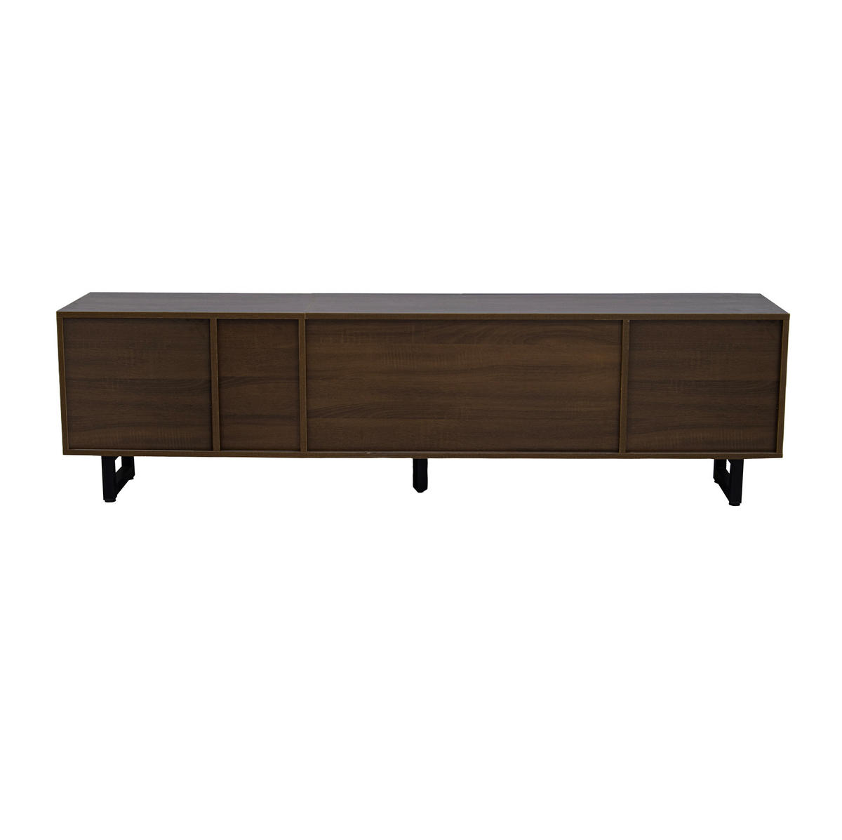 TV skrinka 180/38/50 cm, čierna a prírodná, MDF, moderná minimalistická - svetlohnedá, kompozitné drevo (180/50/38cm) - BEAOK