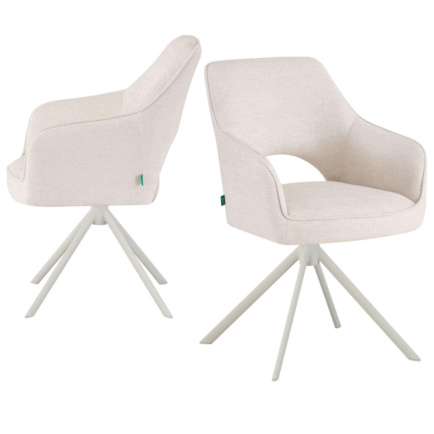 ESSZIMMERSTUHL THOMAS-CLEO 2er-Set 360°drehbar - Weiß, Textil/Metall (57/88/63cm) - DUBI Möbel
