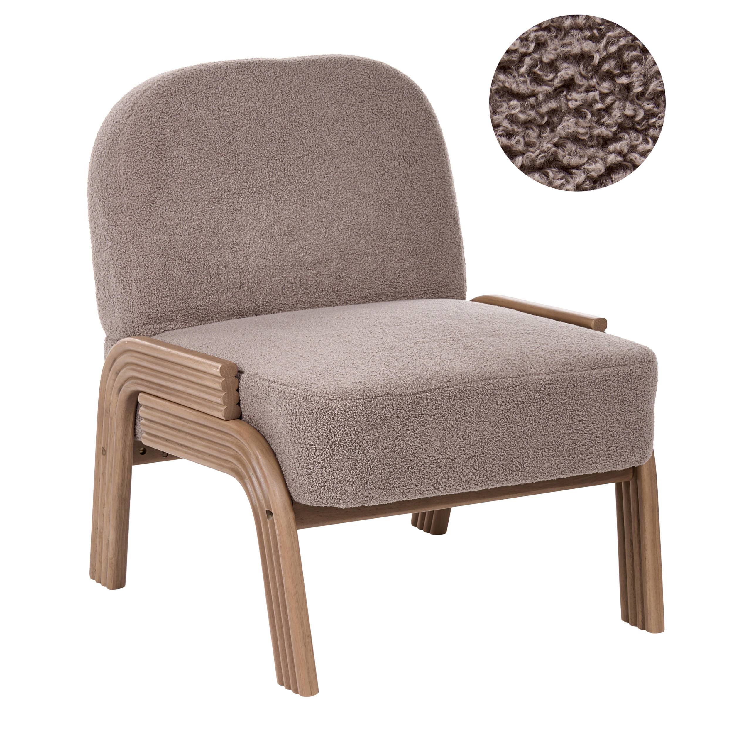 SESSEL Bouclé Taupe Orten - Taupe/Beige, Textil (65/78/79cm) - Beliani
