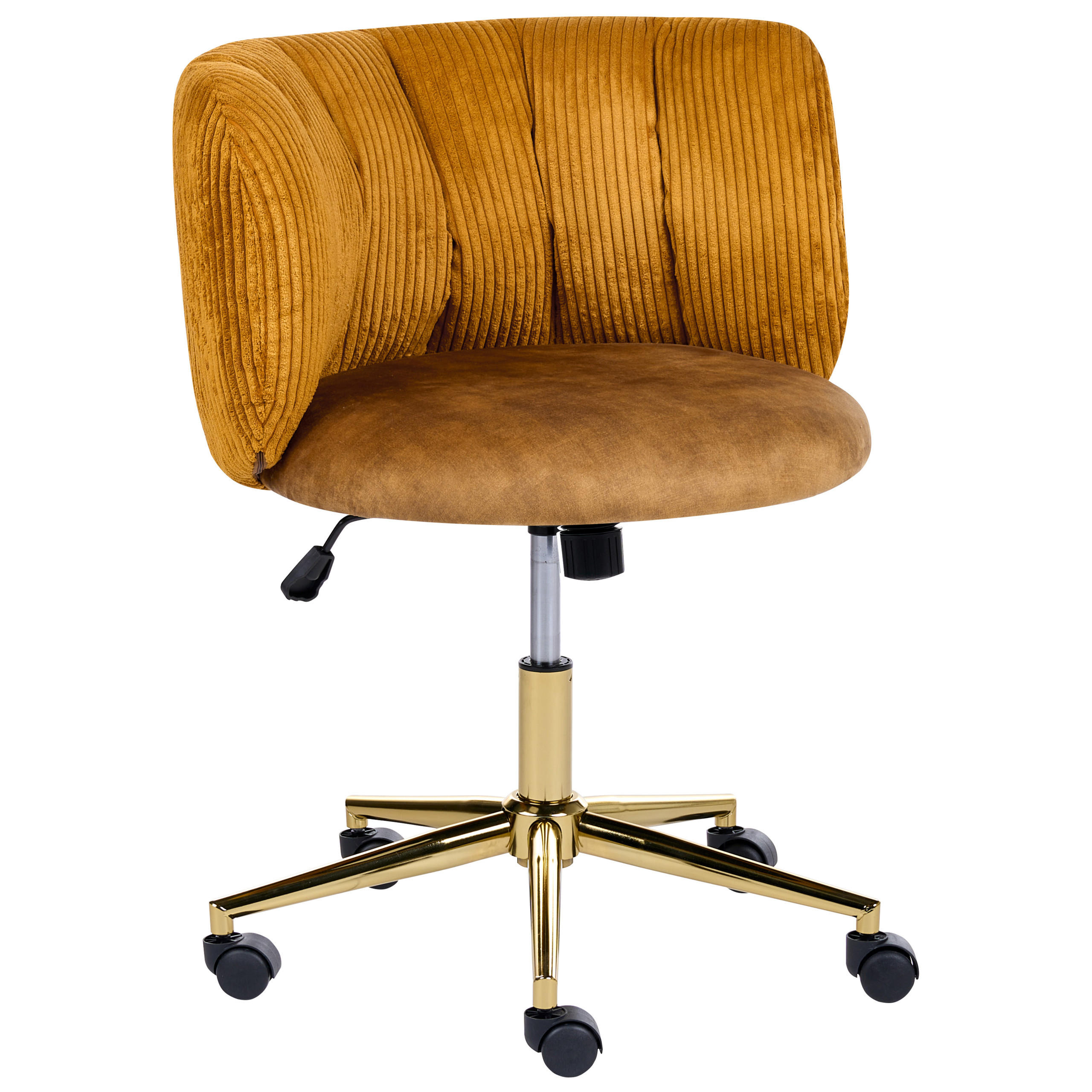 SCHREIBTISCHSTUHL Cord Senfgelb Pelora - Gelb, Textil (64/76/60cm) - Beliani