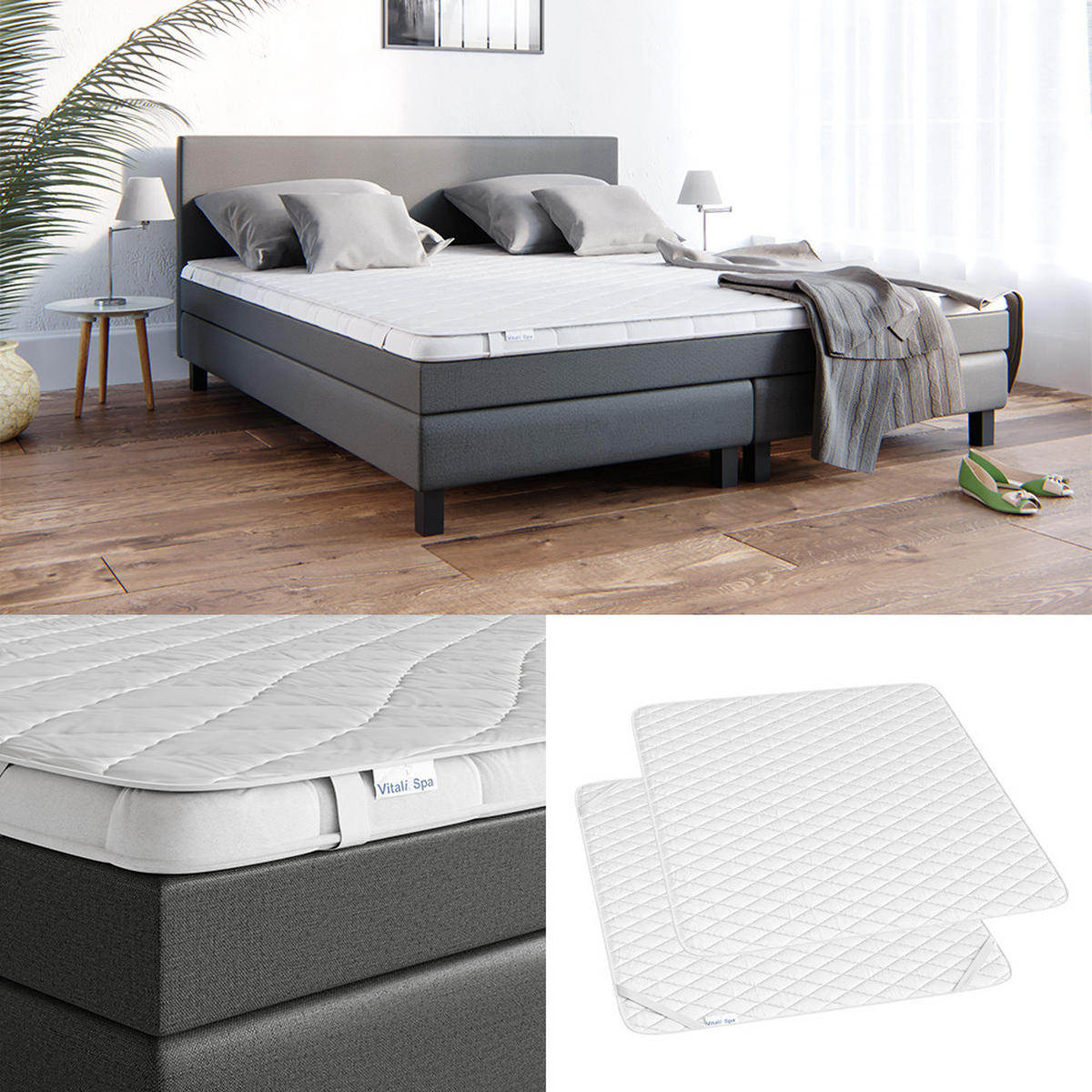 MATRATZENSCHONER Weiß 180 x 200 cm Versteppung - Weiß, Textil - VitaliSpa