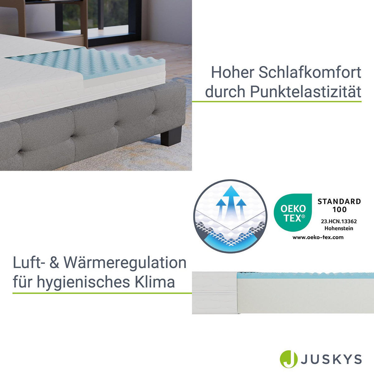 KALTSCHAUMMATRATZE 120x200 cm - Weiß, Textil (160/200cm) - Juskys