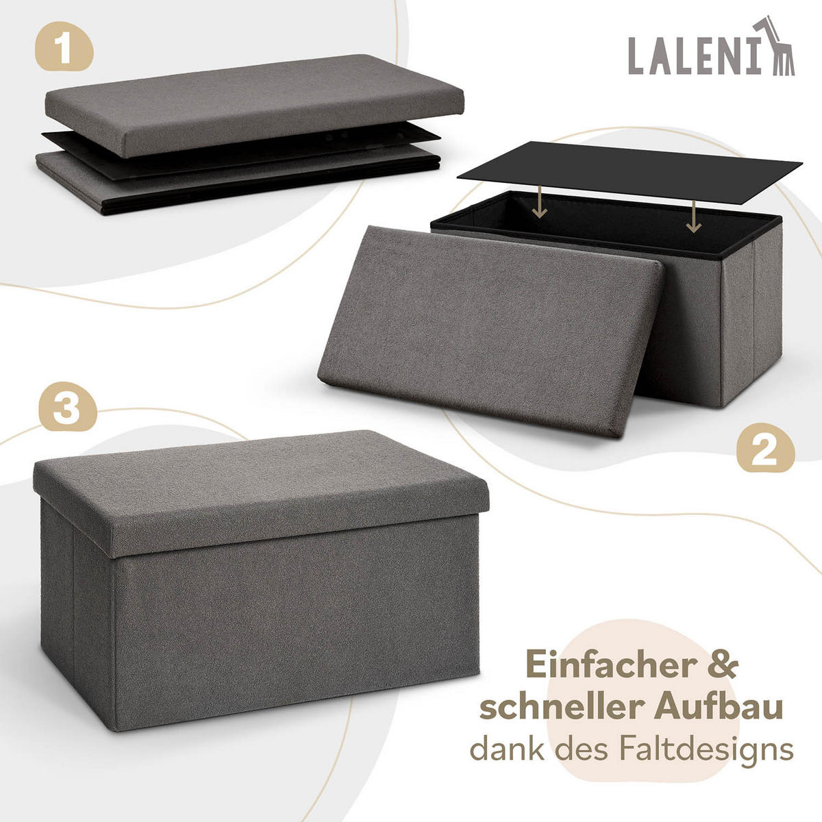 SITZBANK 76/38/38 cm, faltbar, Beige - Beige, Kunststoff (38/38/76cm) - Laleni