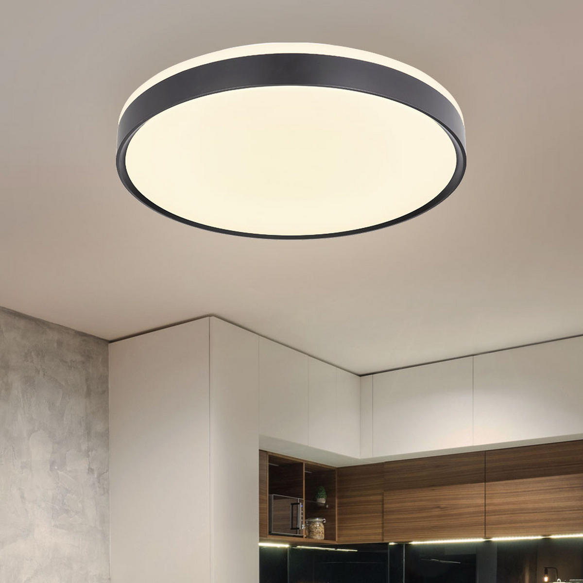 LED DECKENLEUCHTE Metall Schwarz Weiß - Schwarz, Metall (39/39/8cm) - Globo Lighting