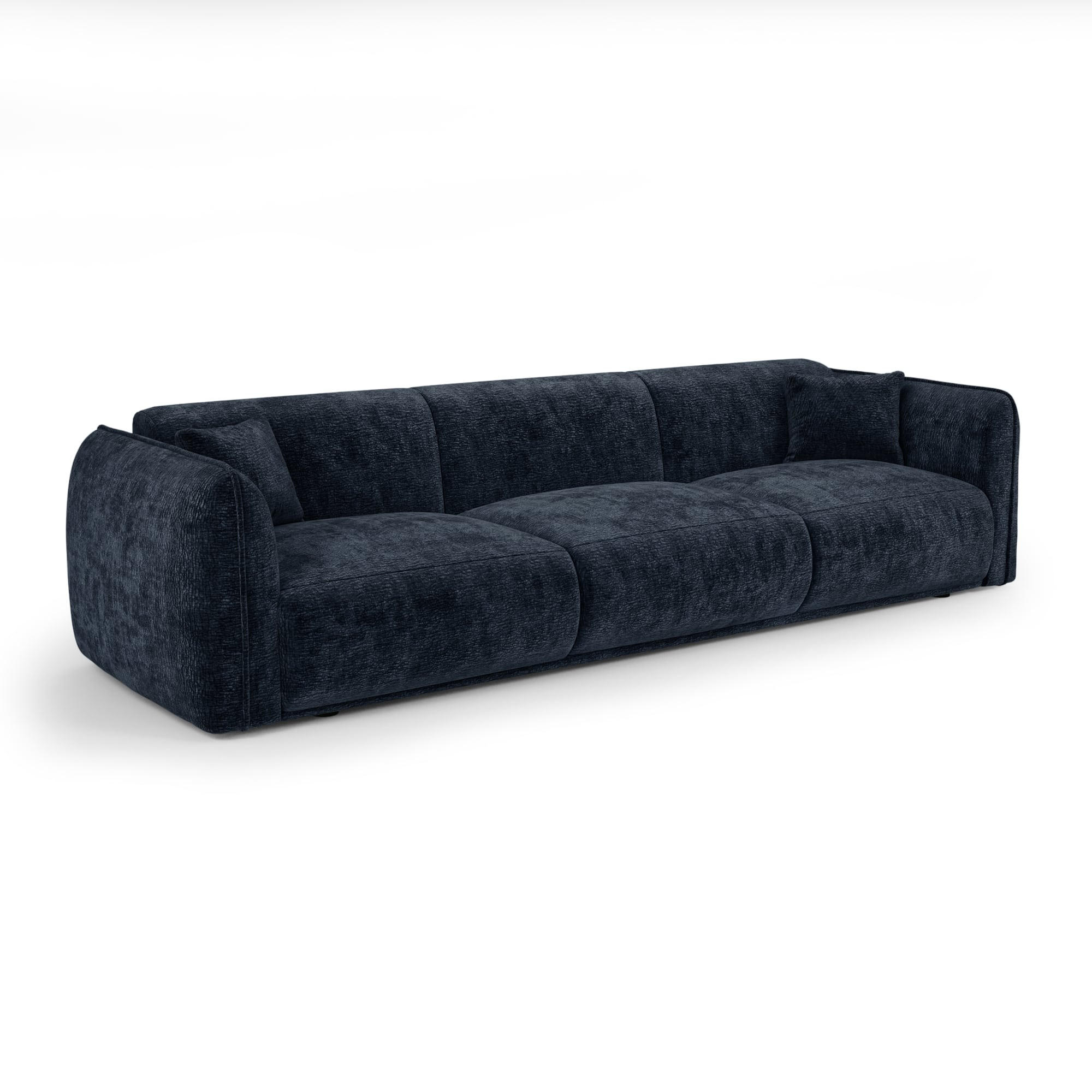 SOFA LUSH Gemusterter Samt Mitternachtsblau 235cm - Blau/Dunkelblau, Textil (235/80/90cm) - Premium Interiors