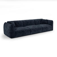 SOFA LUSH Gemusterter Samt Mitternachtsblau 235cm - Blau/Dunkelblau, Textil (235/80/90cm) - Premium Interiors