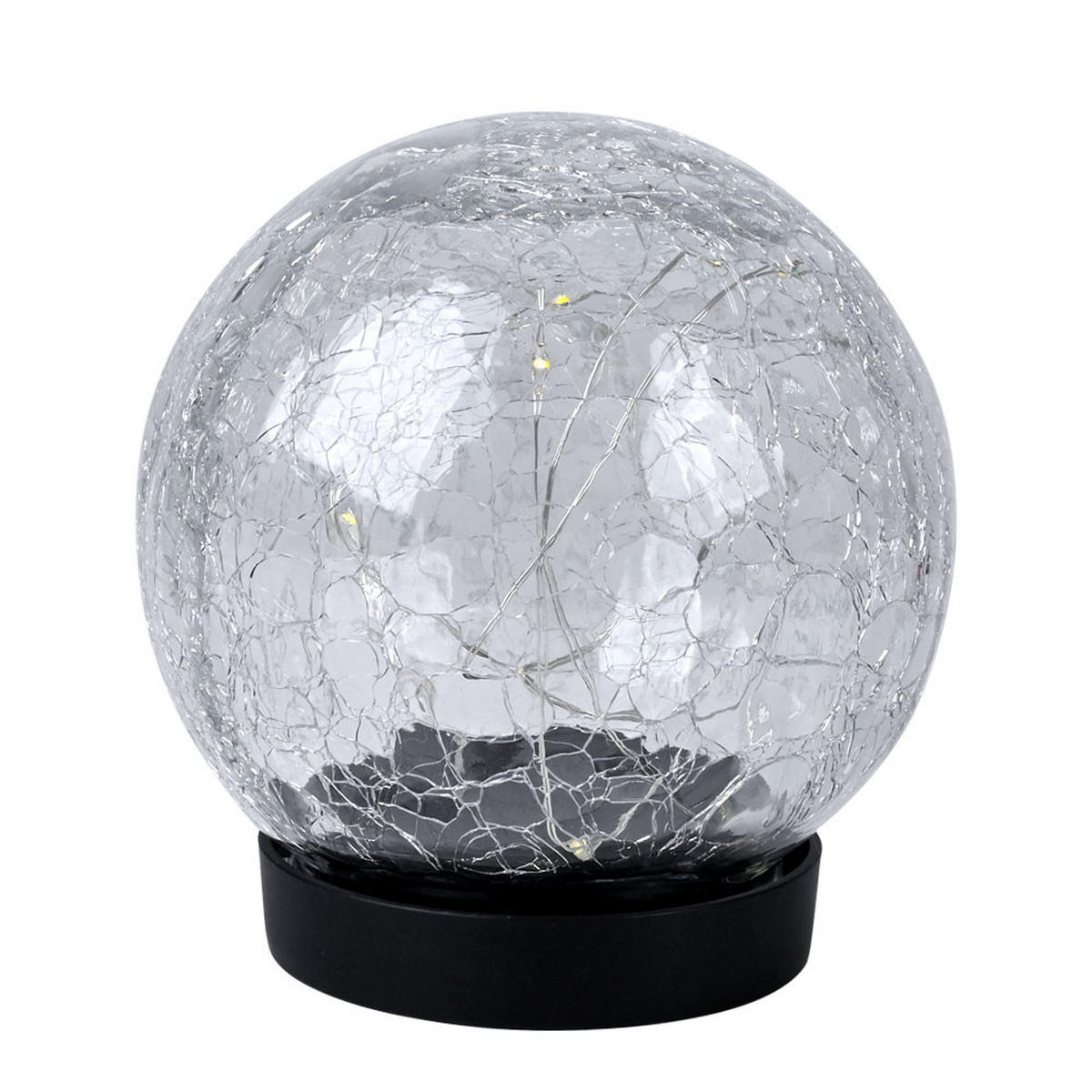 SOLARLEUCHTE LED Kugel Glas Klar Bruchglasoptik 3er Set - Klar, Glas (12/12/12cm)