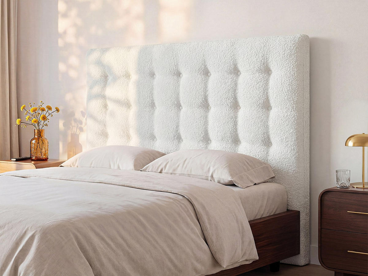 BETTKOPFTEIL - 2 Personen - Stoff - Weiß - - Weiß, Textil (144/125/9.5cm) - Vente-Unique