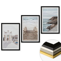 WANDBILDER 3er-Set - 40x60 cm Schwarzer Rahmen - Meeresarchitektur Santorin - Schwarz, Kunststoff (40/60cm) - ArtPrintCave