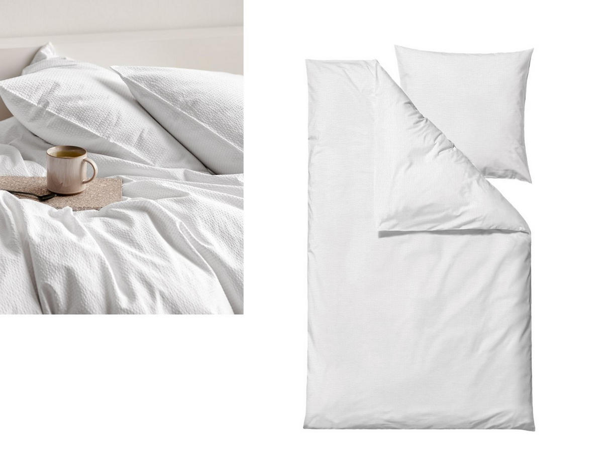 BETTWÄSCHE Wave weiß 135/200 cm Bio-Baumwolle - Weiß, Textil (135/200cm) - Södahl