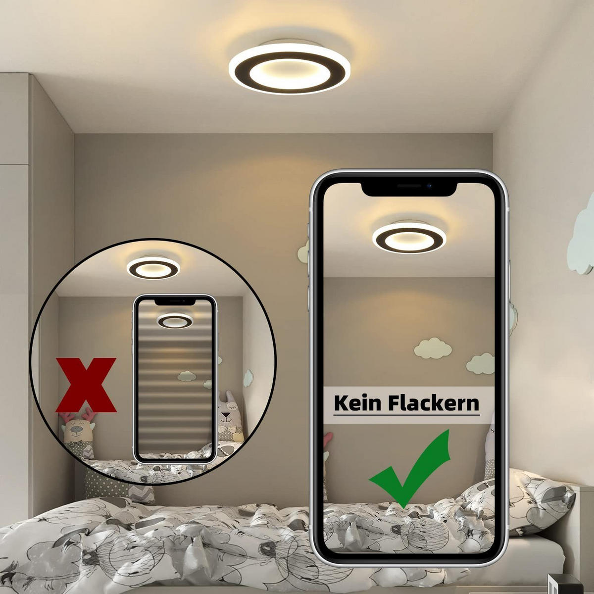 DECKENLEUCHTE Zaraelith 24/24/4 cm - Schwarz, Metall (24/24/4cm) - ZMH