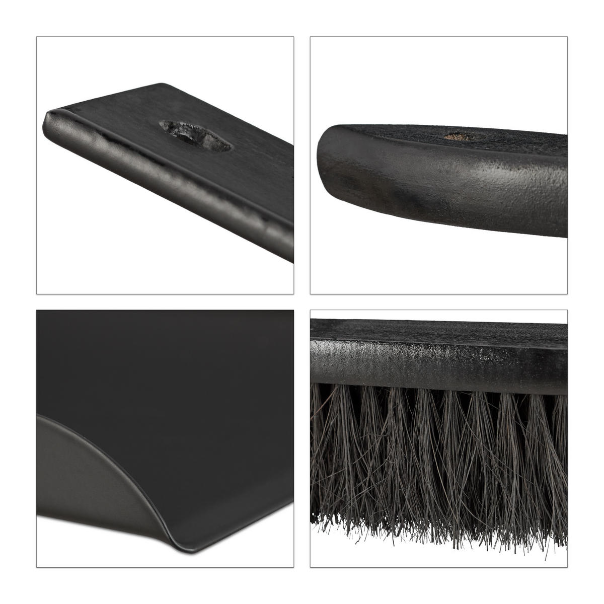 KEHRGARNITUR - Schwarz, Holz/Kunststoff (18/10/37cm) - Relaxdays