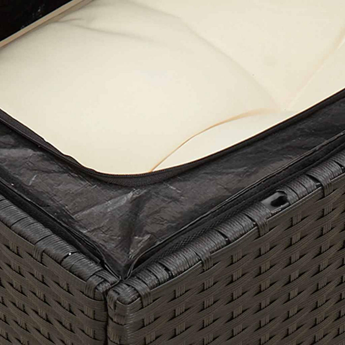 GARTENSOFA Mit Kissen 3-Sitzer Schwarz Poly Rattan - Schwarz, Kunststoff (172/69/62cm) - vidaXL