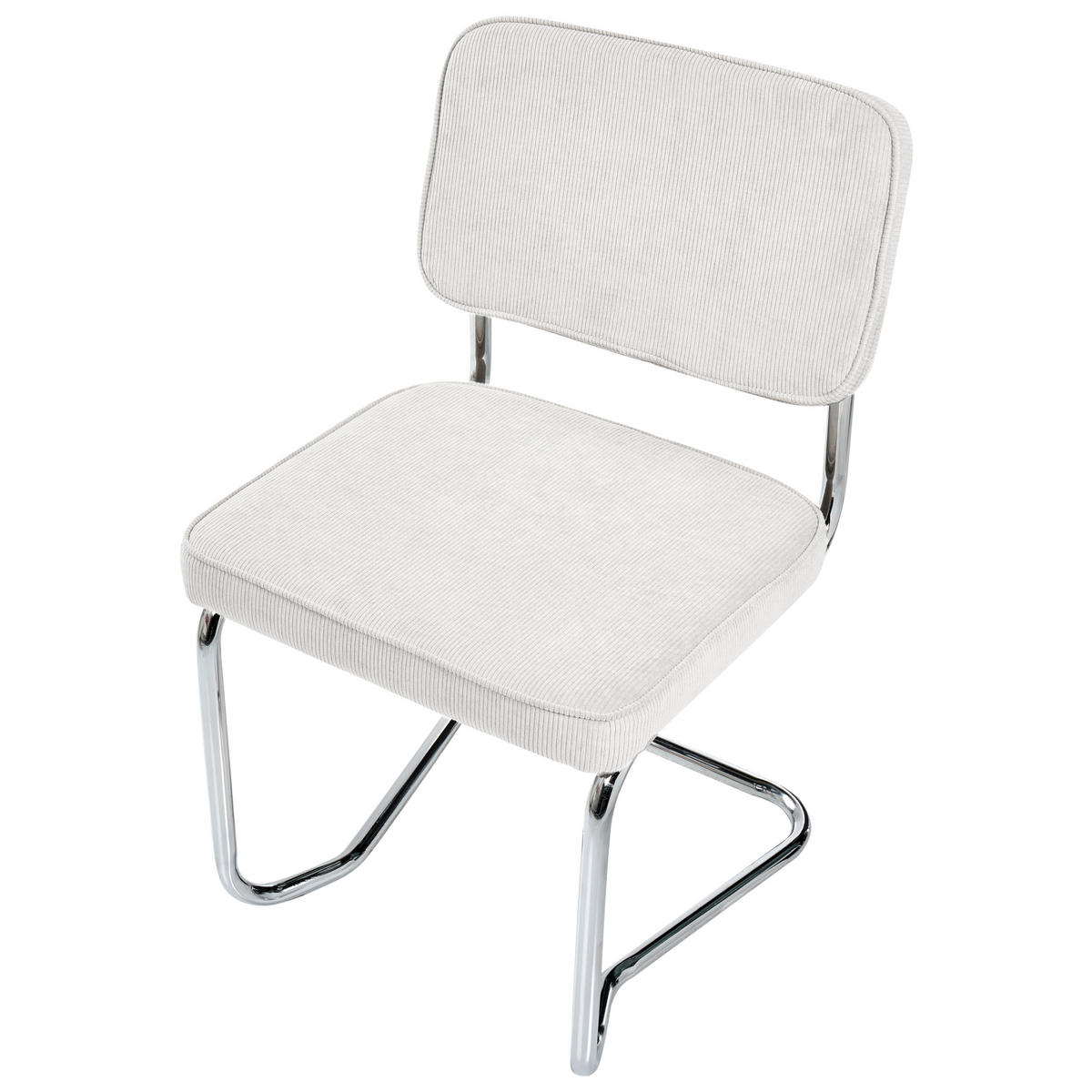 ESSZIMMERSTUHL 2er-Set Cremeweiß Irwin - Silberfarben/Weiß, Textil (50/85/53cm) - Beliani