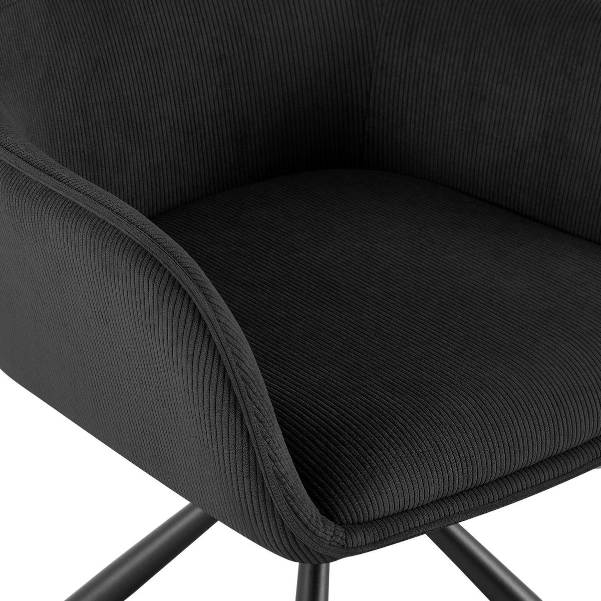 ARMLEHNENSTUHL Cord Schwarz - Schwarz, Textil/Metall (58/84/59cm) - CLP