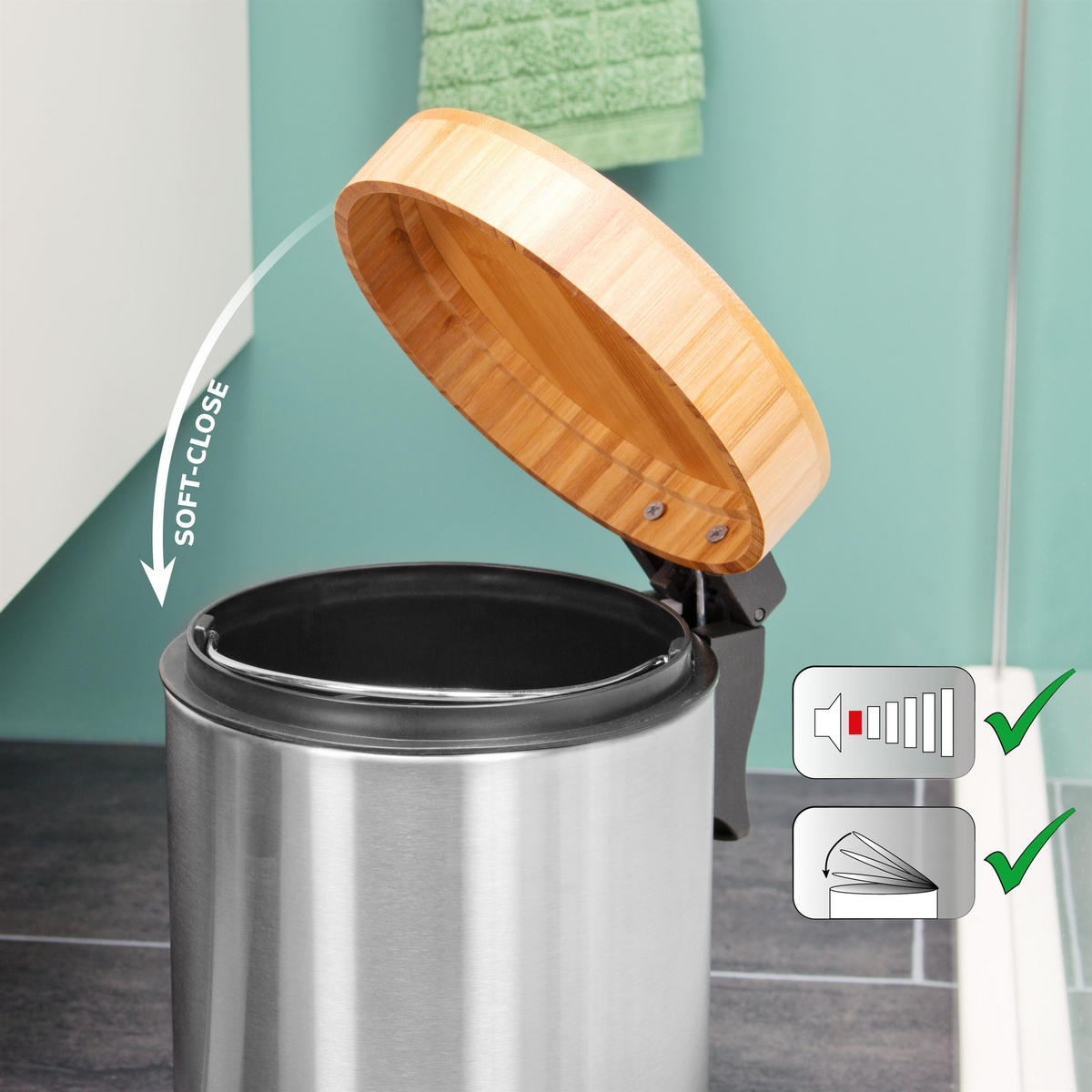 KOSMETIKEIMER, Edelstahl - Edelstahlfarben, Metall (17/25/17cm) - bremermann