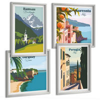 BILDER SET 4er Set - 50x50 cm & 40x60 cm Silberner Rahmen - Berglandschaften und Städte - Silberfarben, Kunststoff (50/50cm) - TULUP