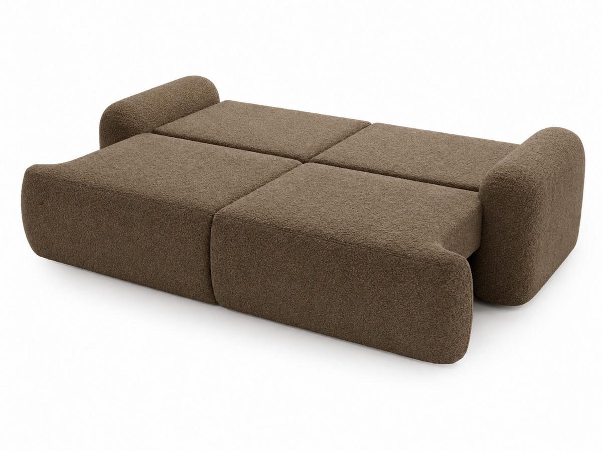 SOFA 260/106/81 Aurio Bouclé-Stoff Braun - Braun, Kunststoff/Textil (260/81/106cm) - Graingold