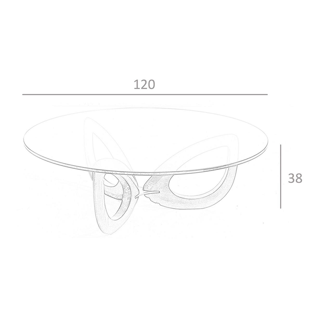COUCHTISCH Runder aus gehärtetem Glas und Nussbaumholz Ø120/38 cm - Transparent/Walnussfarben, Glas/Holz (120/120/38cm) - ANGEL CERDA
