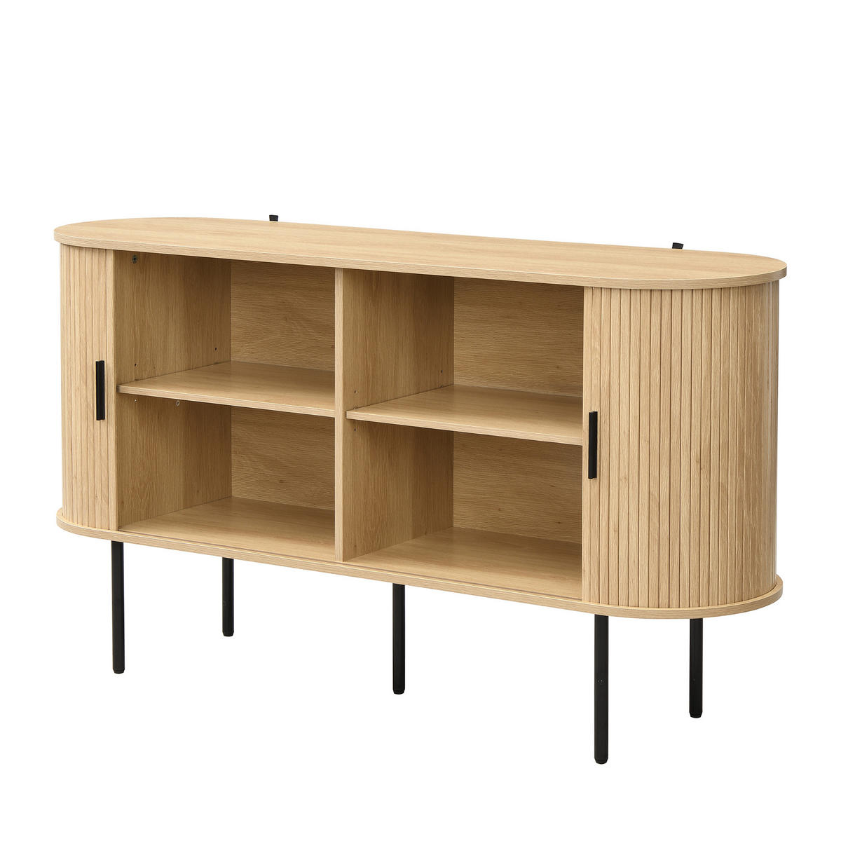 SIDEBOARD Rolljalousie MDF Aluminium Eisenbeine modern - Naturfarben, Holzwerkstoff (40/78/140cm) - FLIEKS