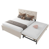 SAMT-POLSTERBETT 140/200 cm mit Rollbett und Lattenrost, Beige - Beige, Textil (140/200cm) - BEAOK