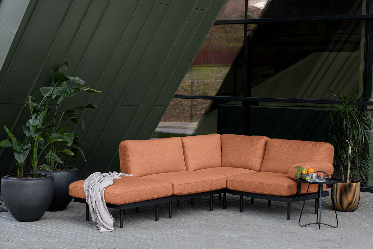 OUTDOOR-ECKSOFA - Rosa, Textil/Metall (273/80/186cm) - home24
