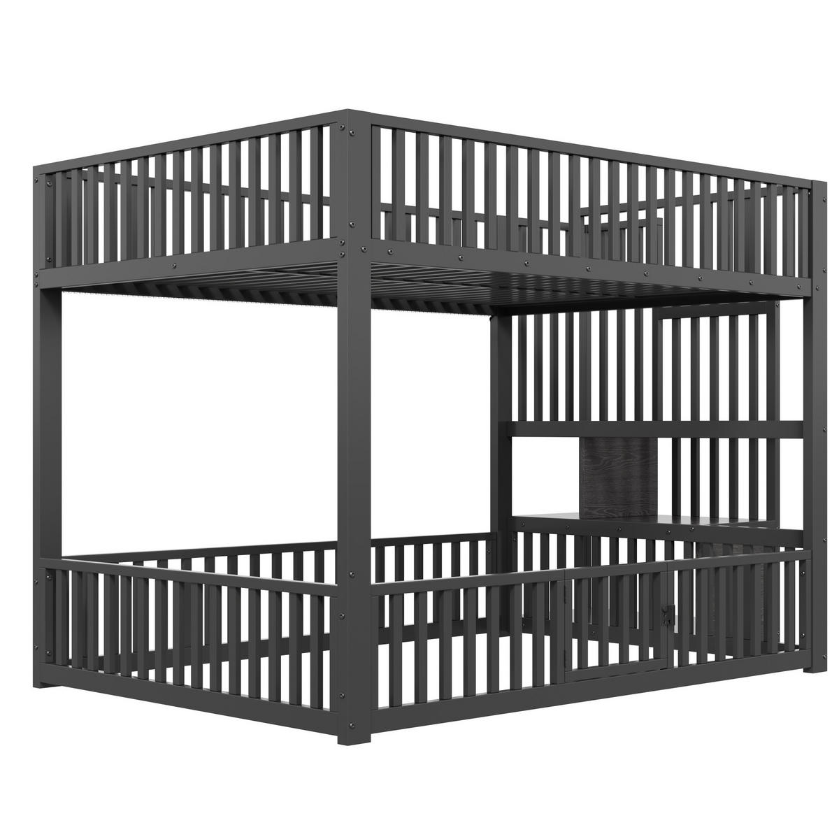 ETAGENBETT 140/200 cm Schwarz mit LED und Stauraumleiter - Schwarz, Metall (140/200cm) - MIVRAY