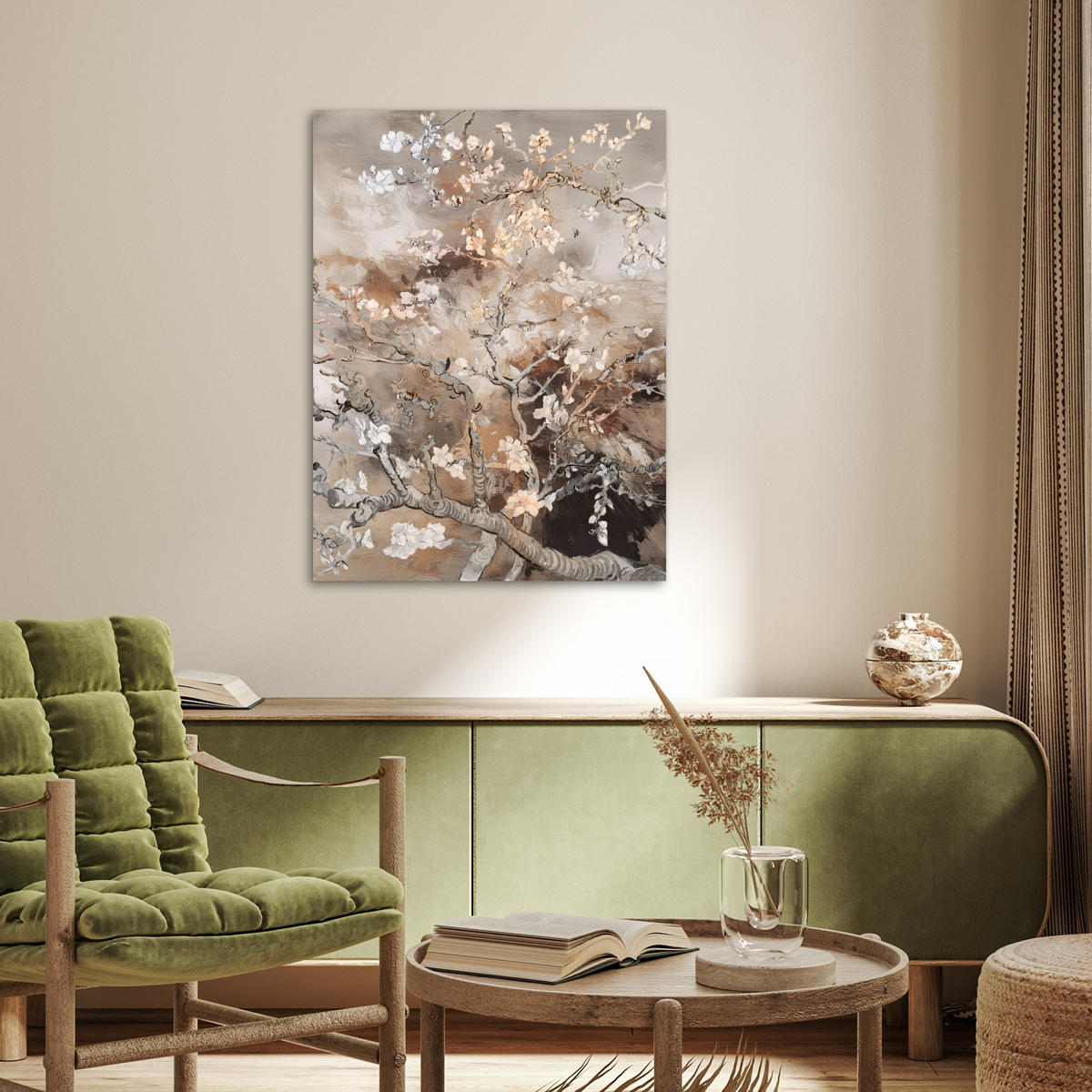 PLAKÁT Mandlový květ - Umění - Van Gogh - Béžová - Abstraktní 60x80 cm - hnědá, papír (60/80/0.1cm) - MuchoWow