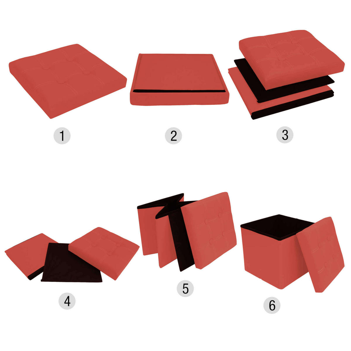 FUSSHOCKER Rot 30/30/30 cm - Rot, Textil (30/30/30cm) - Mobili Rebecca