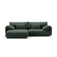 ECKSOFA links Torino aus strukturiertem Stoff moosgrün 4 Sitzplätze - Salbeigrün, Textil (170/250cm) - Micadoni